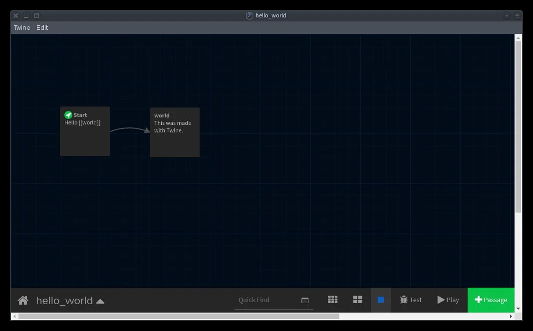 starting a story in Twine developing story in Twine